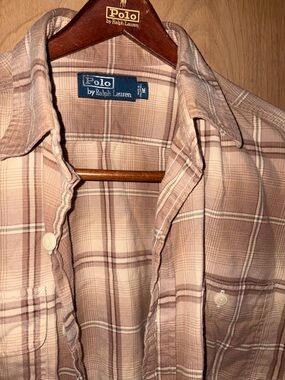 Polo Ralph Lauren Beige Plaid Button-Down Flannel Shirt